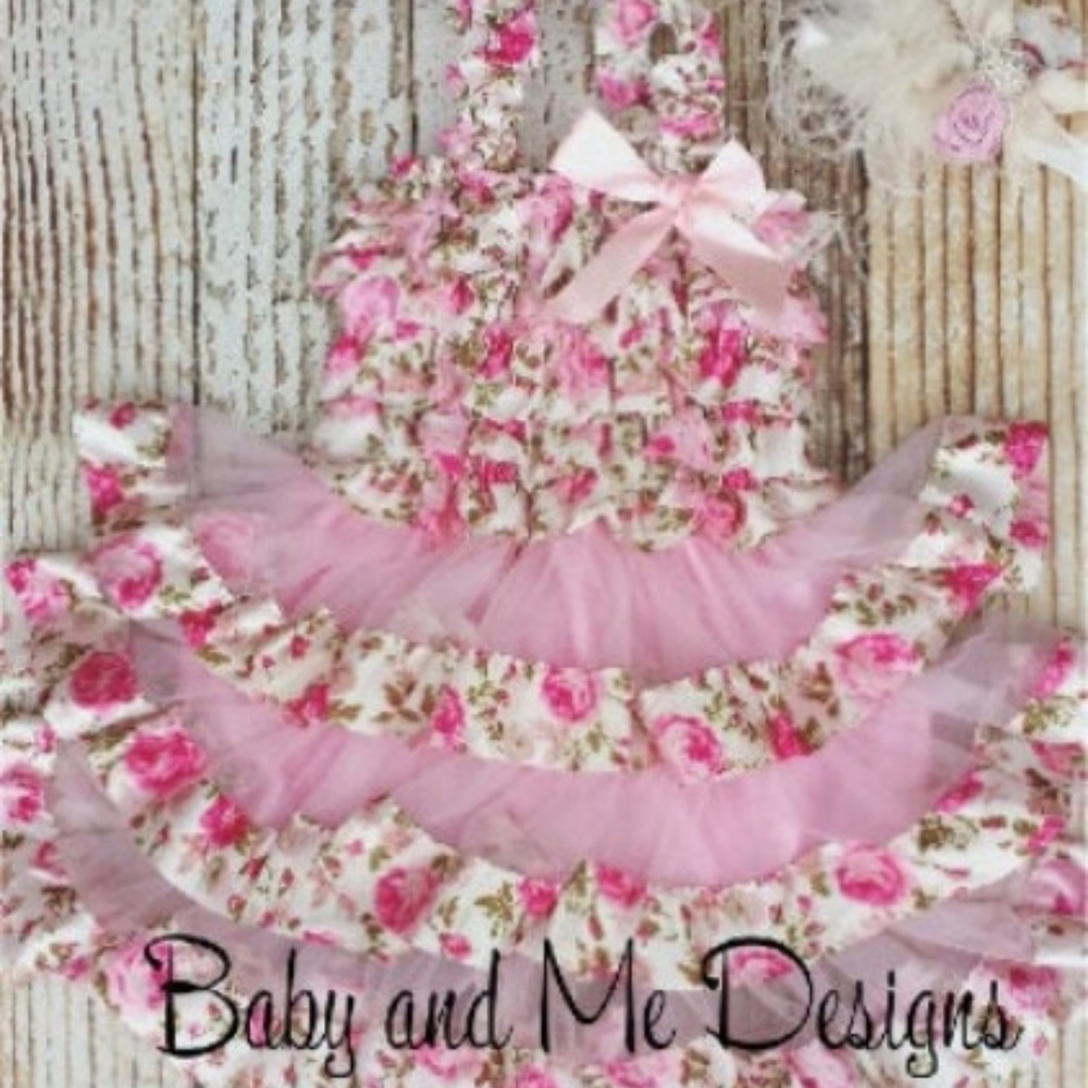 SET Headband and Floral print petti lace Dress